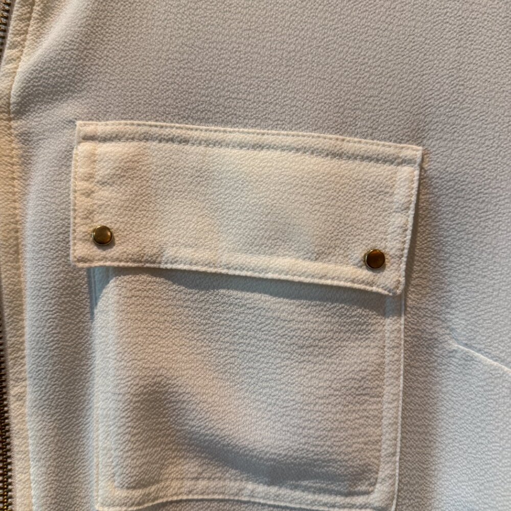 Soft Surroundings Zip Down Front Long Sleeve Blouse Cream L - Picture 2 of 7